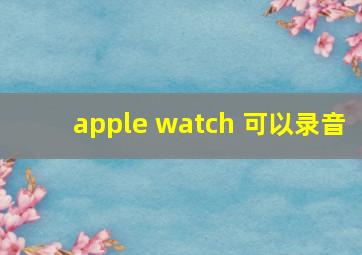 apple watch 可以录音